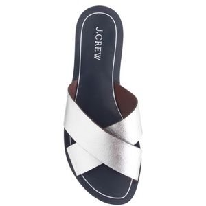 J Crew Cyprus Metallic Silver Strap Sandals 9
